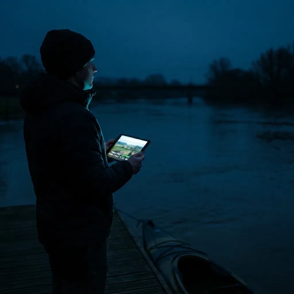 Observation du niveau d'une rivière depuis ses berges